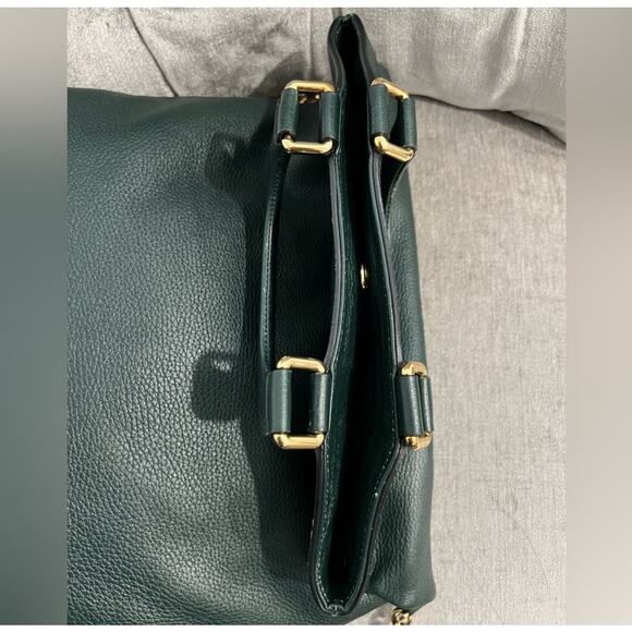 Dolce and Gabanna Fold Over Pebbled Leather Dark Green - Picture 10 of 13
